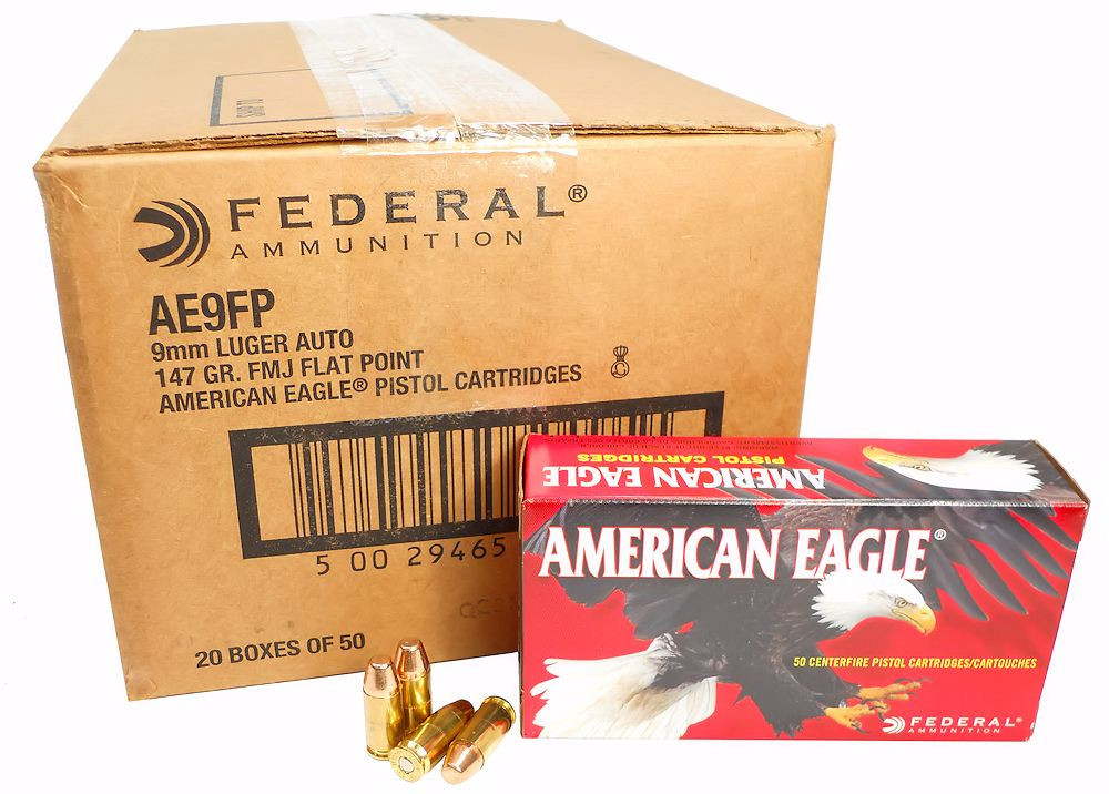 9mm – 147 gr FMJ – Federal American Eagle (AE9FP) – 1000 Rounds