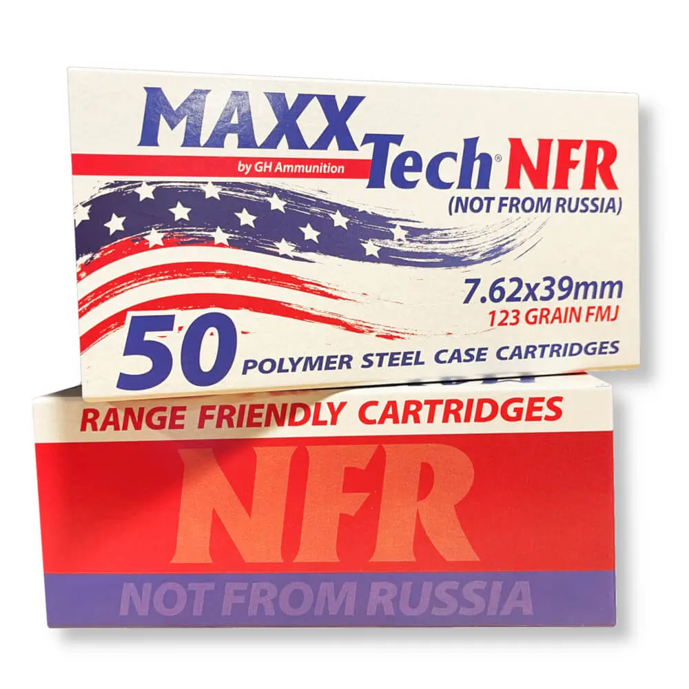 7.62x39mm – 123 gr FMJ – MAXXTech NFR (MTNFR762) – 500 Rounds