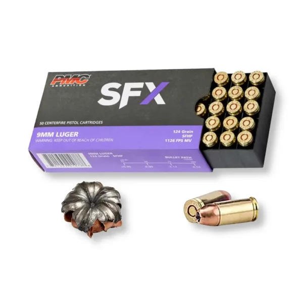 9mm – 124 gr SFX JHP – PMC (9SFX) – 50 Rounds
