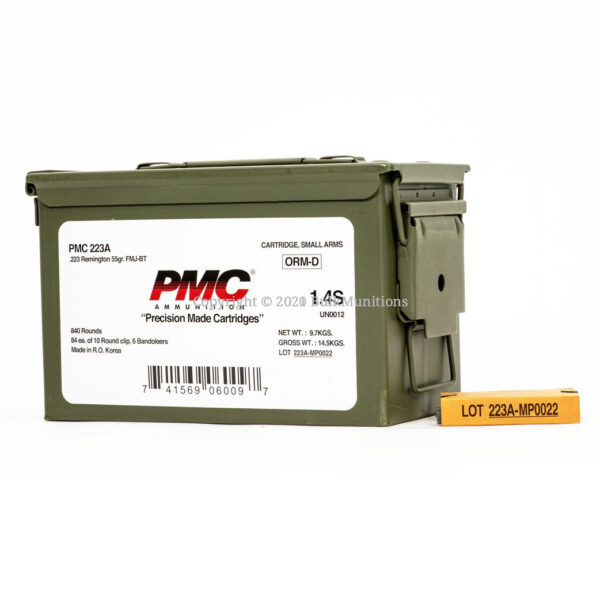 223 Rem – 55 gr FMJ-BT – PMC (223A MB) – M2A1 Ammo Can – 840 Rounds - Image 4